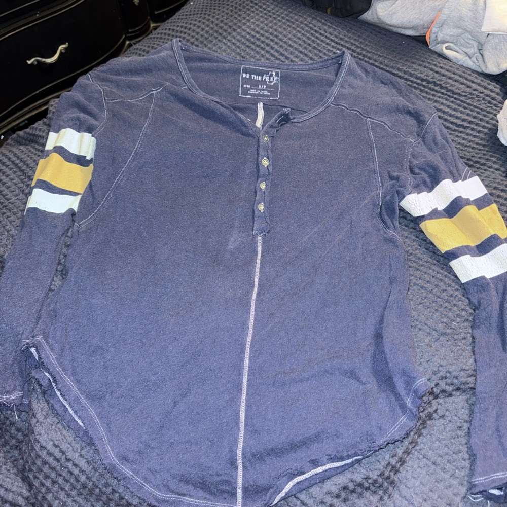 We The Free Blue Knit Top